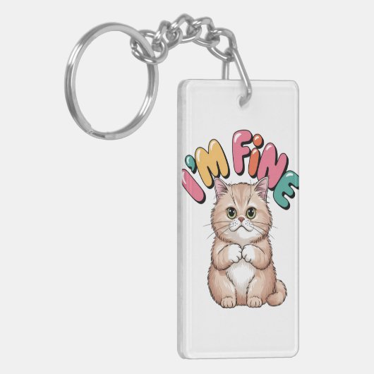 Grumpy Cat "I'm Fine" Funny Cartoon Shirt Sleutelhanger (Voorkant Links)