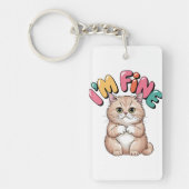 Grumpy Cat "I'm Fine" Funny Cartoon Shirt Sleutelhanger (Voorkant)