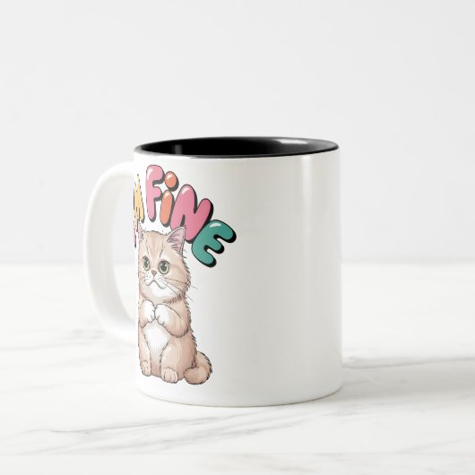 Grumpy Cat "I'm Fine" Funny Cartoon Shirt Tweekleurige Koffiemok (Voorkant links)