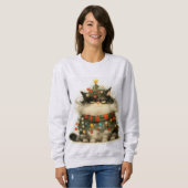 Grumpy Cat In Christmas Lights Funny Cat Trui (Voorkant volledig)