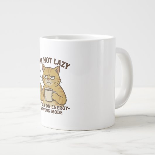 Grumpy Cat in Energy-Saving Mode Mug Grote Koffiekop (Voorkant rechts)