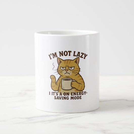 Grumpy Cat in Energy-Saving Mode Mug Grote Koffiekop (Voorkant)