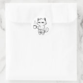 Grumpy Cat koffiekop patroon Ronde Sticker (Tas)