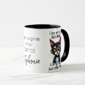 Grumpy Cat Life Begint Na Koffie Grappig Quote Mok (Voorkant rechts)
