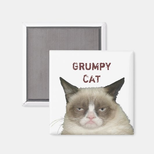 Grumpy Cat Magnet met Tekst (Voorkant / Achterkant)