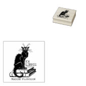 Grumpy Cat met boeken, Custom Ex Libris Library Rubberstempel (Gestempeld)