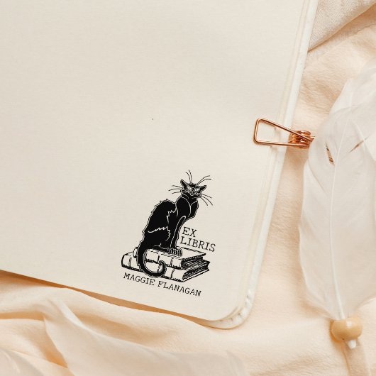 Grumpy Cat met boeken, Custom Ex Libris Library Rubberstempel