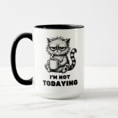 Grumpy Cat met Coffee Funny Lazy Cartoon Style Mok (Links)