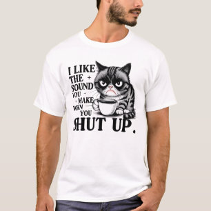 Grumpy Cat met Koffie Grappig Ochtend Design 😼☕ T-shirt