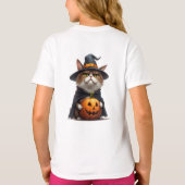 Grumpy Cat met pompoen heksenkostuum 🎃 T-shirt (Achterkant)