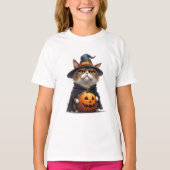 Grumpy Cat met pompoen heksenkostuum 🎃 T-shirt (Voorkant)