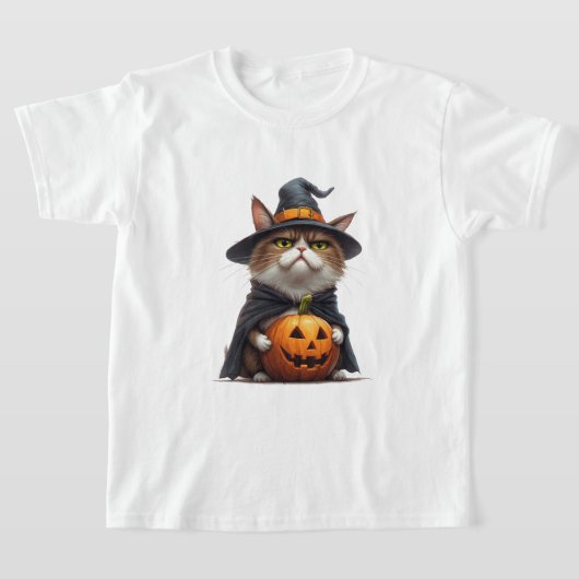 Grumpy Cat met pompoen heksenkostuum 🎃 T-shirt (Laagn)