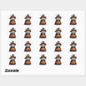 Grumpy Cat met pompoen heksenkostuum 🎃 Vierkante Sticker (Vel)