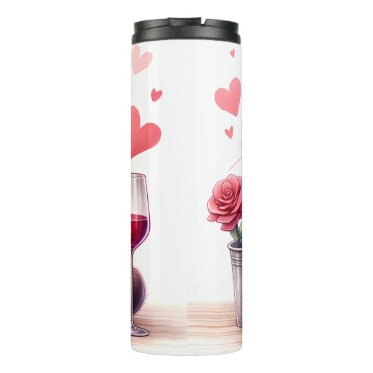 Grumpy Cat met wijn en Roos Thermosbeker (Achterkant)