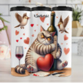 Grumpy Cat met wijnfles Thermosbeker