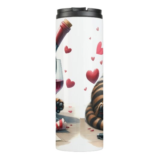 Grumpy Cat met wijnfles Thermosbeker (Achterkant)