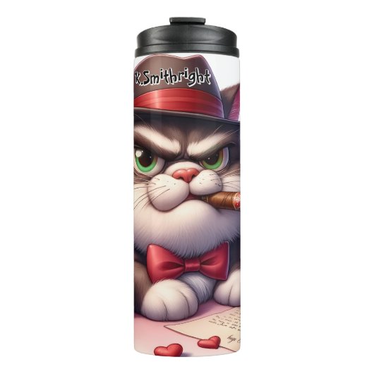 Grumpy Cat Mobster met sigaar Thermosbeker (Voorkant)