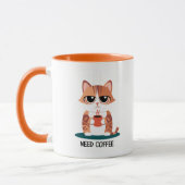 Grumpy Cat "NEED COFFEE" Mug | Cute Tabby Kitten  Mok (Links)