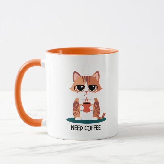 Grumpy Cat "NEED COFFEE" Mug | Cute Tabby Kitten  Mok (Links)