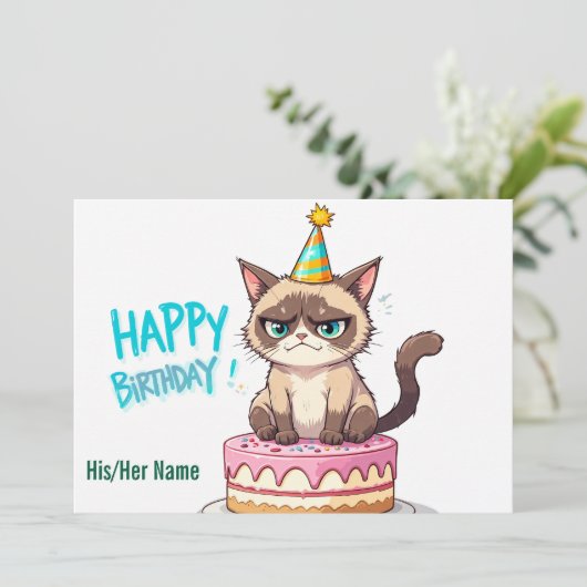 Grumpy Cat on Cake Kaart (Staand voorkant)