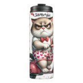 Grumpy Cat op een brommer Thermosbeker (Voorkant)