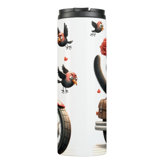 Grumpy Cat op een motorfiets Thermosbeker (Achterkant)