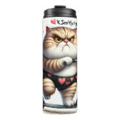 Grumpy Cat op een scooter Thermosbeker (Voorkant)