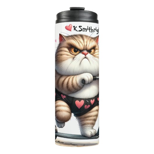 Grumpy Cat op een scooter Thermosbeker (Voorkant)