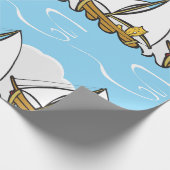 Grumpy Cat op een zeilboot Funny Nautical Cartoon Cadeaupapier (Hoek)