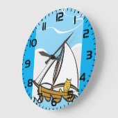 Grumpy Cat op een zeilboot Funny Nautical Cartoon Grote Klok (Hoek)