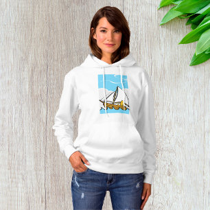 Grumpy Cat op een zeilboot Funny Nautical Cartoon Hoodie