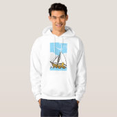 Grumpy Cat op een zeilboot Funny Nautical Cartoon Hoodie (Voorkant volledig)