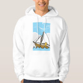 Grumpy Cat op een zeilboot Funny Nautical Cartoon Hoodie (Voorkant)