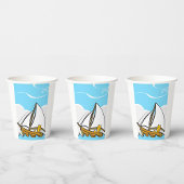 Grumpy Cat op een zeilboot Funny Nautical Cartoon Papieren Bekers