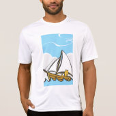 Grumpy Cat op een zeilboot Funny Nautical Cartoon T-shirt (Voorkant)