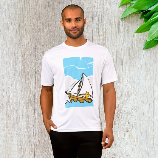 Grumpy Cat op een zeilboot Funny Nautical Cartoon T-shirt