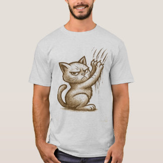 Grumpy Cat Scratch Attack - Feline Art-expressie T-shirt