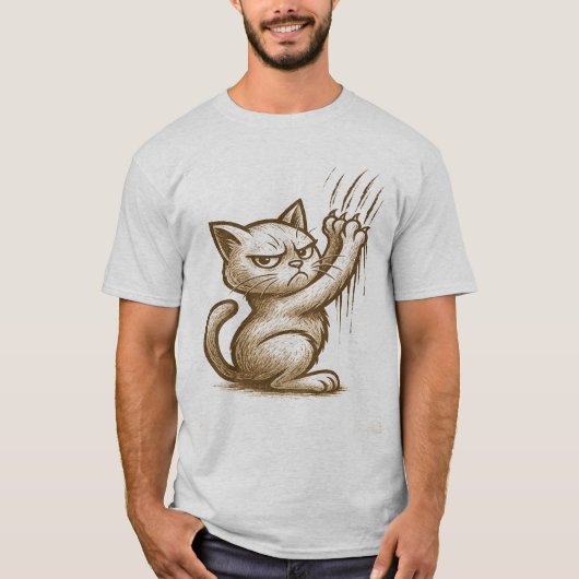 Grumpy Cat Scratch Attack - Feline Art-expressie T-shirt (Voorkant)