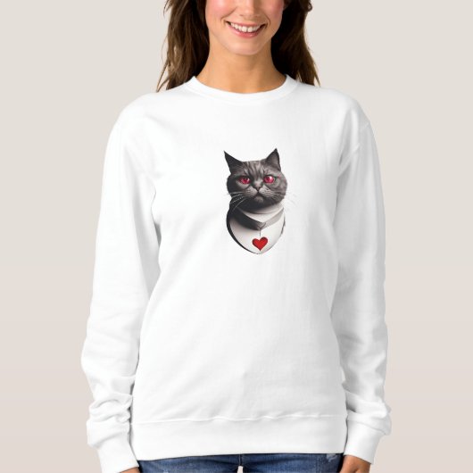 Grumpy Cat Shirt with Red Eyes & Heart Collar – Fu (Voorkant)