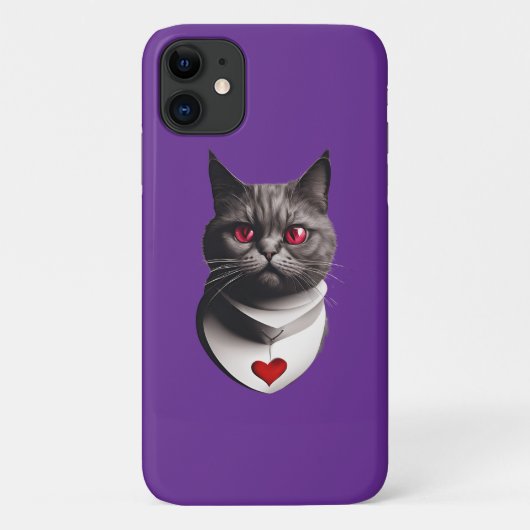 Grumpy Cat Shirt with Red Eyes & Heart Collar – Fu Case-Mate iPhone Case (Achterkant)