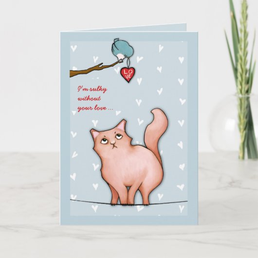 Grumpy Cat Sue Blue Sulky Valentijnse Card Feestdagen Kaart (Voorkant)