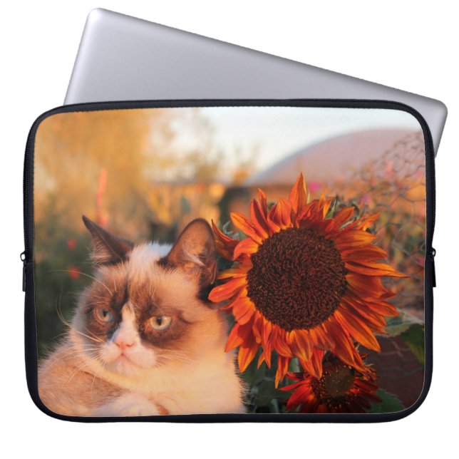 Grumpy Cat Sunflower laptophoes Laptop Sleeve (Voorkant)