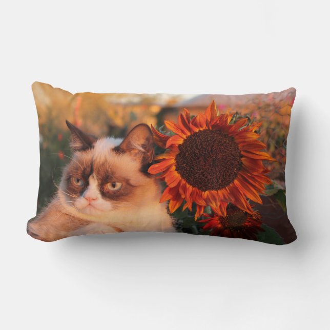 Grumpy Cat Sunflower Pillow Kussen (Voorkant)
