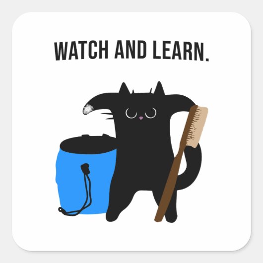 Grumpy Cat Teaches Climbing Collection Vierkante Sticker (Voorkant)