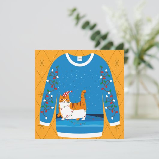 Grumpy Cat Ugly KerstSweater Flat Kaart (Staand voorkant)