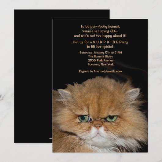 Grumpy Cat Uitnodiging (Voorkant / Achterkant)