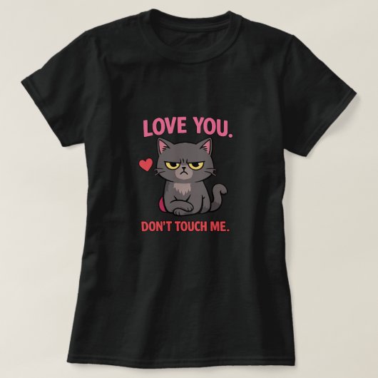 Grumpy Cat Valentijns T-shirt – Hou van je, raak m (Design voorkant)