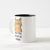 Grumpy Cat –“What You Lookin’ At, Human” Funny Tweekleurige Koffiemok (Voorkant links)