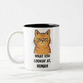 Grumpy Cat –“What You Lookin’ At, Human” Funny Tweekleurige Koffiemok (Links)
