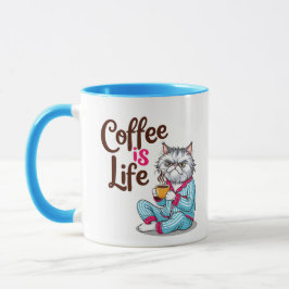 Grumpy Cat with-"Coffee is Life" Mok-bewerkbare na Mok